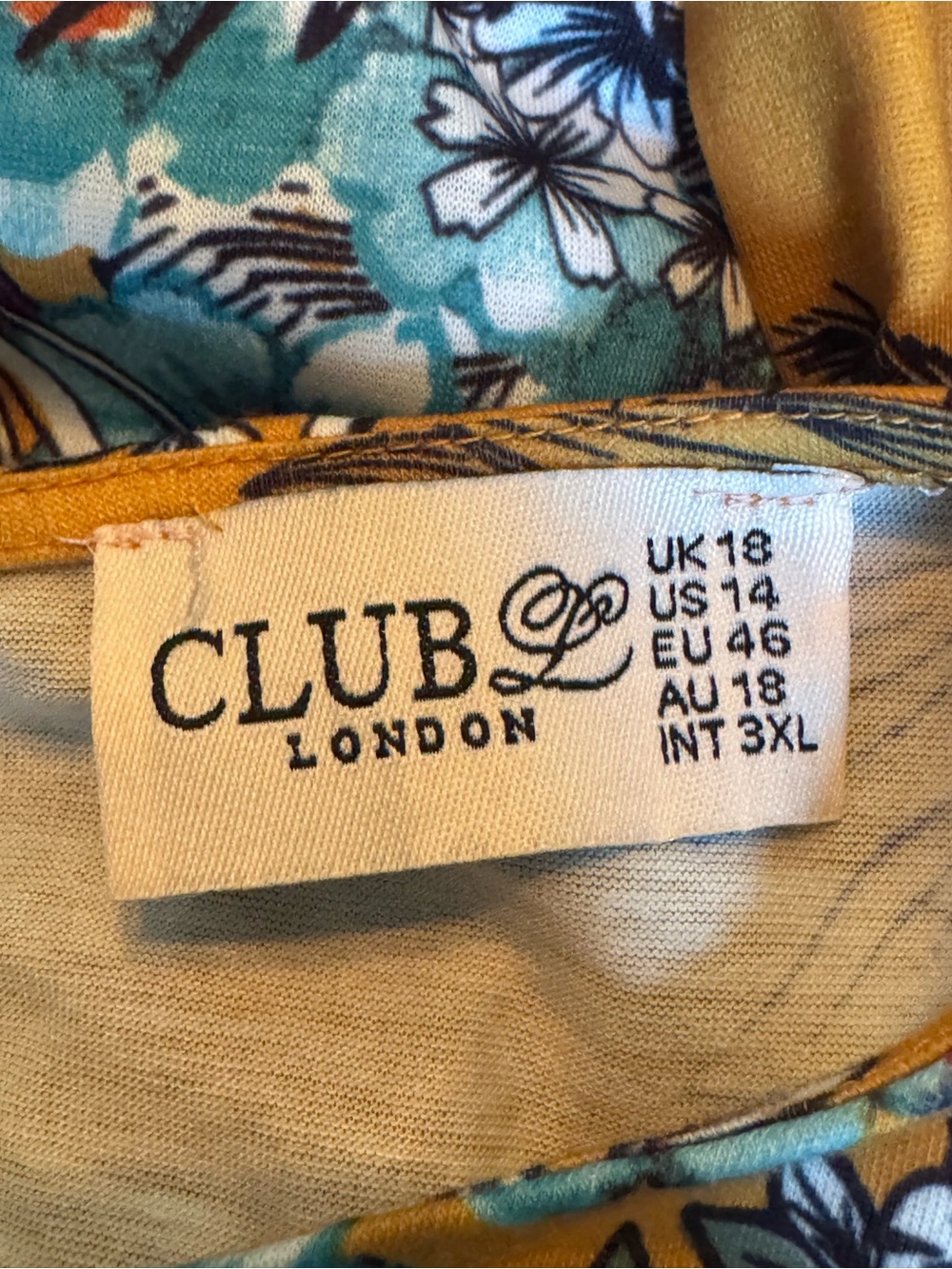 Club L London Mustard Floral Tie-Waist Long Sleeve Dress 14 EUC - Picture 9 of 10